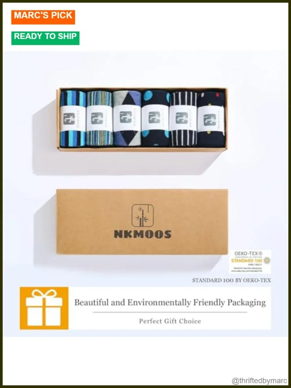 6 Pack Mens Cotton Crew Dress Socks Multi-Pack Gift Box
